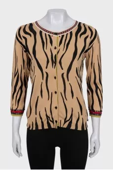 Cardigan with decorated sleeves