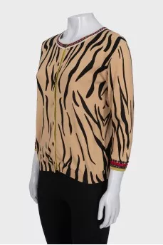 Cardigan with decorated sleeves