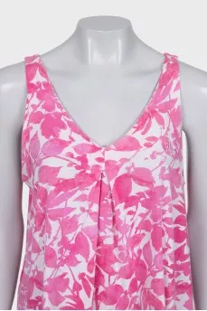 Loose-fitting dress with a pink print