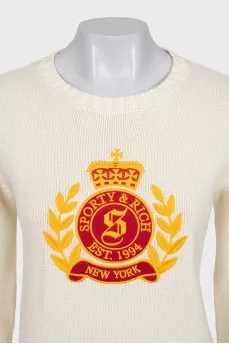Knitted jumper with embroidery