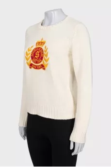 Knitted jumper with embroidery