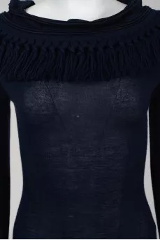 Vintage fitted sweater with fringes