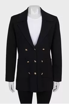 Black jacket with shaped buttons