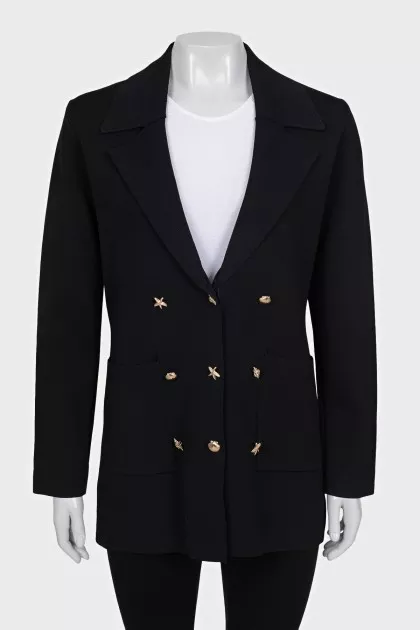 Black jacket with shaped buttons