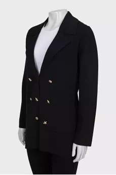 Black jacket with shaped buttons