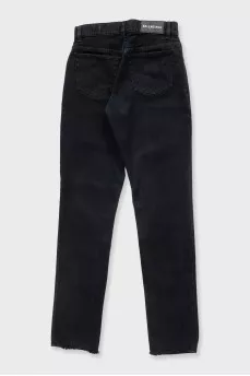 Чорні джинси mom fit з необробленим краєм