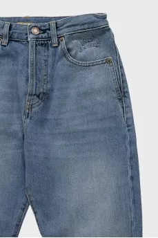 Блакитні джинси straight fit з необробленим краєм