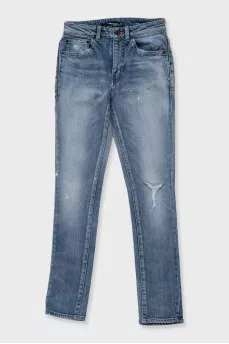 Блакитні рвані джинси skinny fit