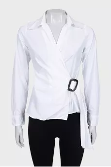 Fitted wrap shirt with buckle