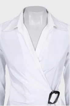 Fitted wrap shirt with buckle