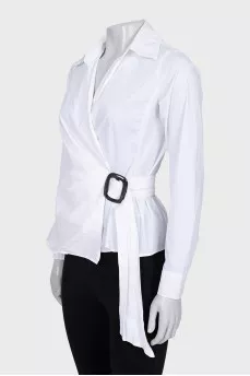 Fitted wrap shirt with buckle