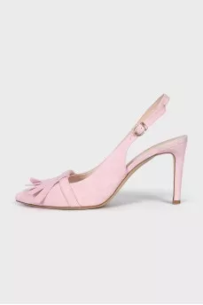 Suede slingbacks with fringe