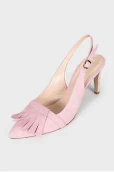 Suede slingbacks with fringe