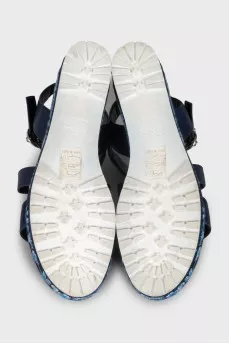 Leather platform sandals with embroidery