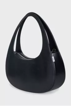 Black leather hobo bag