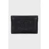 Leather cardholder with brand logo
