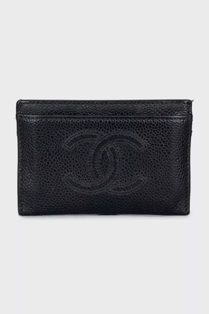 Leather cardholder with brand logo