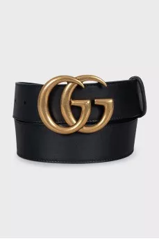Чорний широкий ремінь GG Marmont