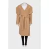 Brown wool and cashmere coat with belt