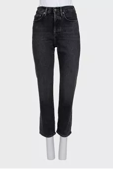 Black high-waist jeans with pockets