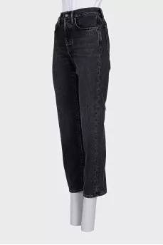 Black high-waist jeans with pockets