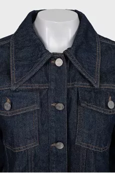 Cropped denim jacket with patch pockets