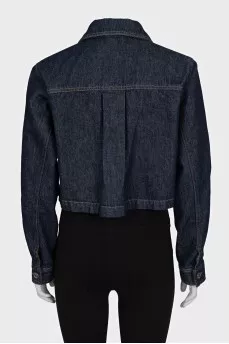 Cropped denim jacket with patch pockets
