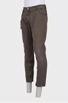 Men's jeans with zippers at the bottom with tag
