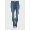 Рваные джинсы skinny fit с шипами