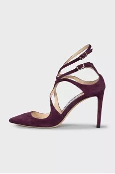 Purple suede pointed toe shoes