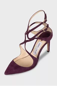 Purple suede pointed toe shoes