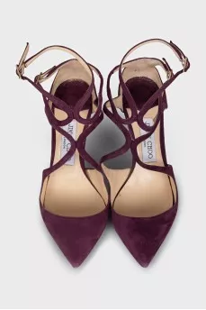 Purple suede pointed toe shoes