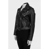 Cropped leather jacket with belt