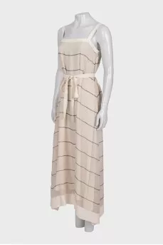 Striped sundress with a belt