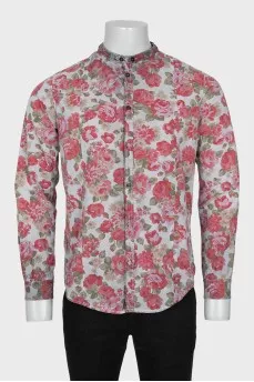 Men's straight-cut floral print shirt