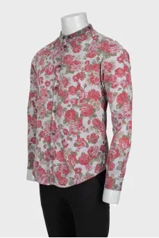 Men's straight-cut floral print shirt
