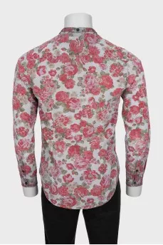 Men's straight-cut floral print shirt