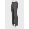 Men's gray wool straight-leg trousers