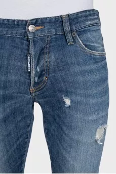 Men's ripped blue jeans