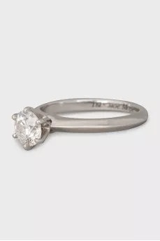 Platinum ring with a round diamond