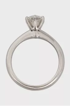 Platinum ring with a round diamond