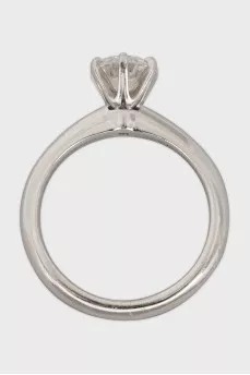 Platinum ring with a round diamond