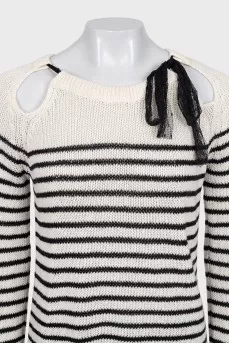 Striped jumper with a bow