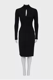Black wool dress with a knot at the chest