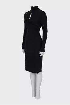 Black wool dress with a knot at the chest