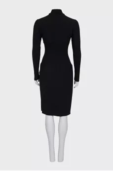 Black wool dress with a knot at the chest