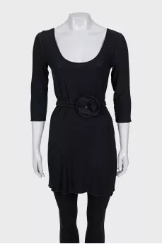 Black blouse with a rhinestone belt