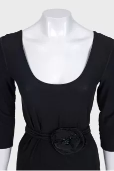 Black blouse with a rhinestone belt