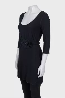 Black blouse with a rhinestone belt