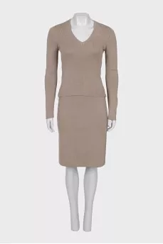 Brown bodycon skirt suit
